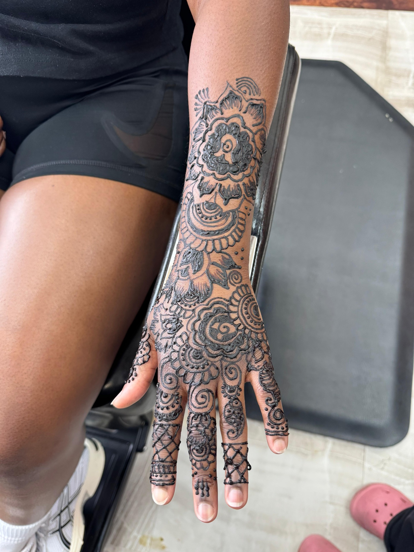 Full arm bridal henna mandala design at Magical Waxing Atlanta bridal mehndi studio