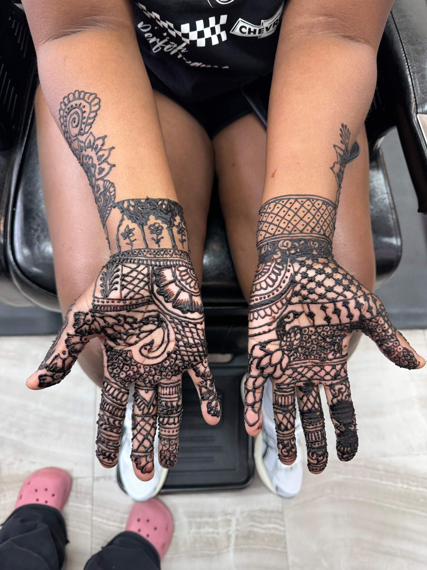 Bridal mehndi henna on both hands and palms by Atlanta wedding henna artist