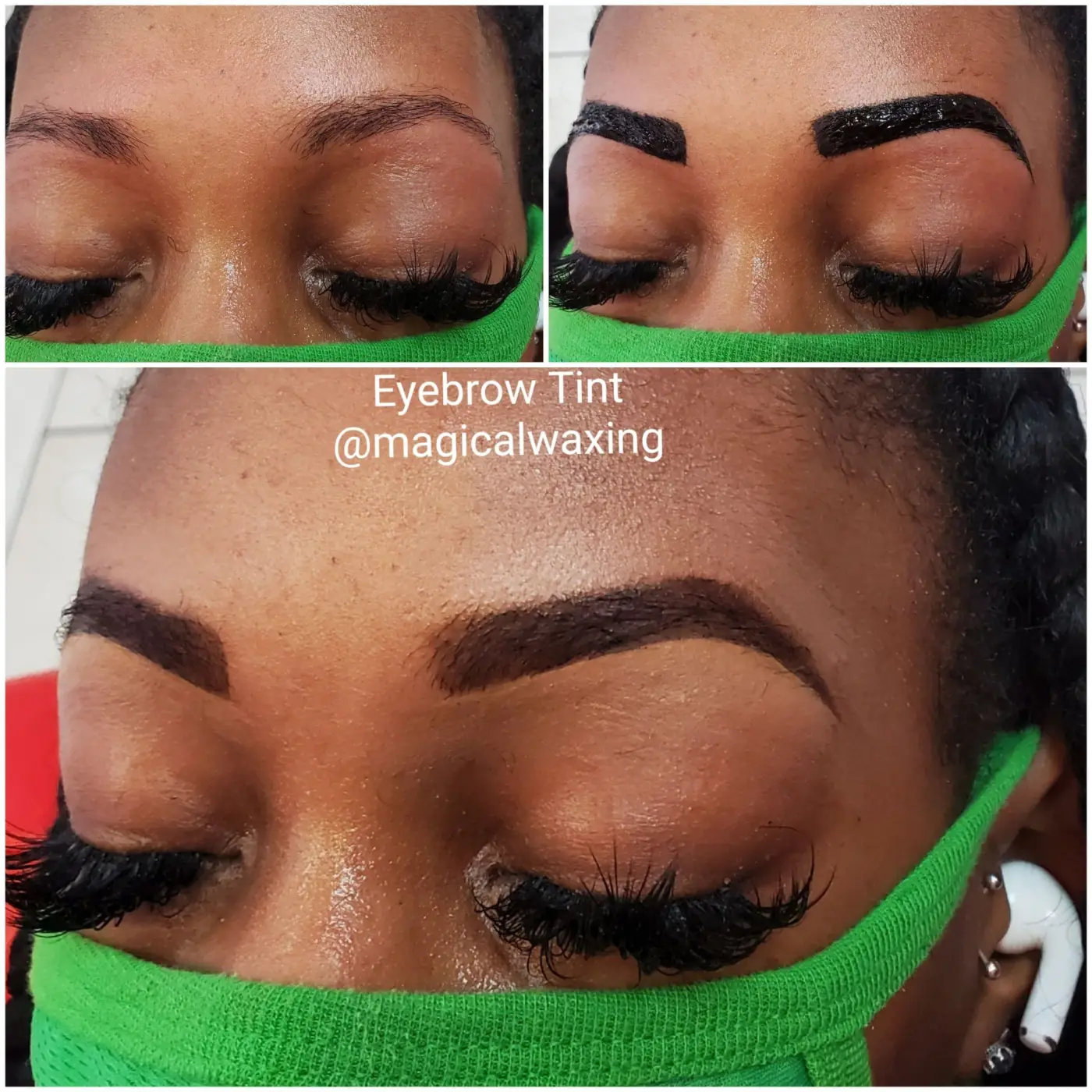 Eyebrow tinting before and after results at Magical Waxing - defined brow shape with professional tinting