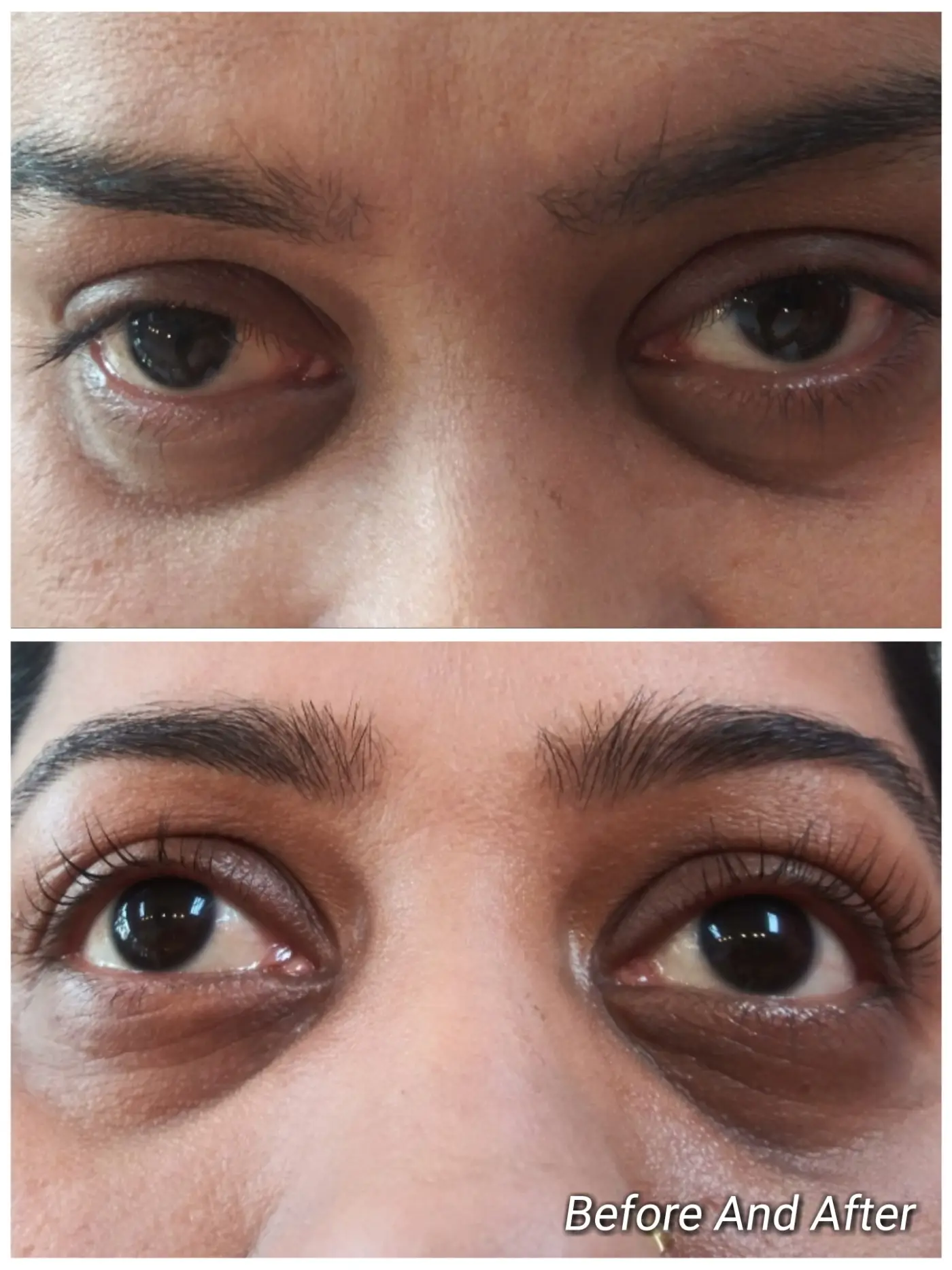 Eyebrow waxing before and after results at Magical Waxing - perfectly shaped brows with clean definition